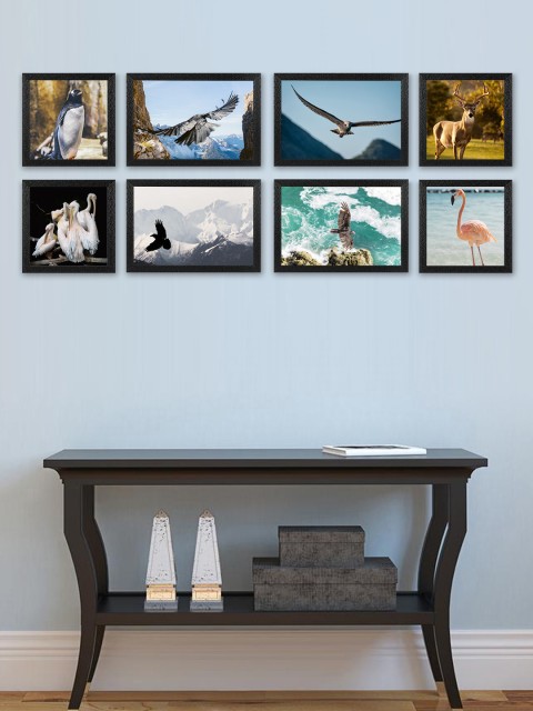 

SWADESI STUFF Set Of 8 Black Textured Individual Wall Photo Frames