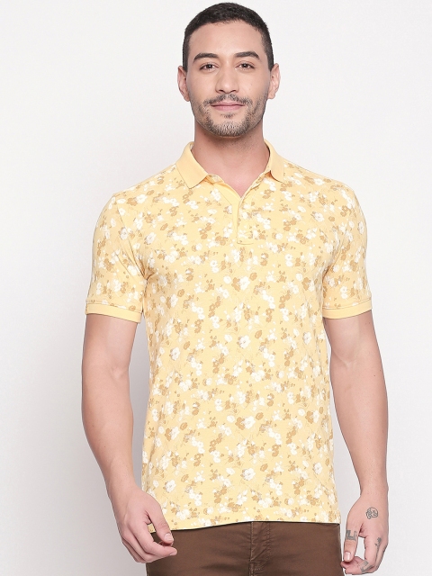 

Mufti Men Yellow White Printed Polo Collar Pure Cotton T-shirt