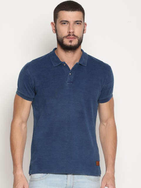 

Steenbok Men Navy Blue Solid Polo Collar T-shirt