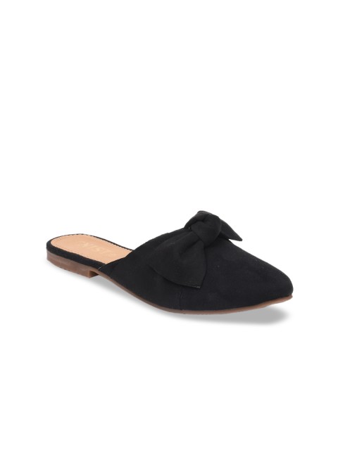 

GNIST Women Black Solid Suede Mules