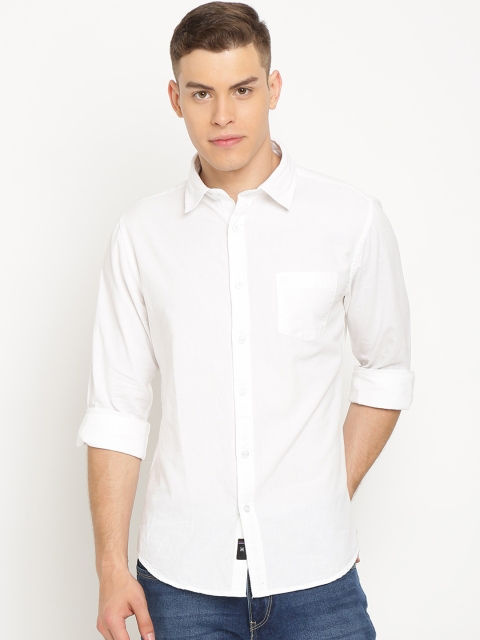 

TED HARBOR Men White Slim Fit Solid Casual Shirt