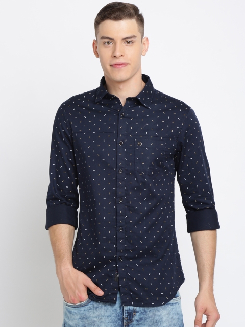 

TED HARBOR Men Blue Slim Fit Printed Casual Shirt