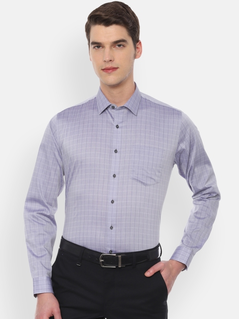 

Van Heusen Men Blue & Purple Slim Fit Checked Formal Shirt