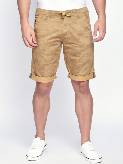 

beevee Men Khaki Printed Regular Shorts