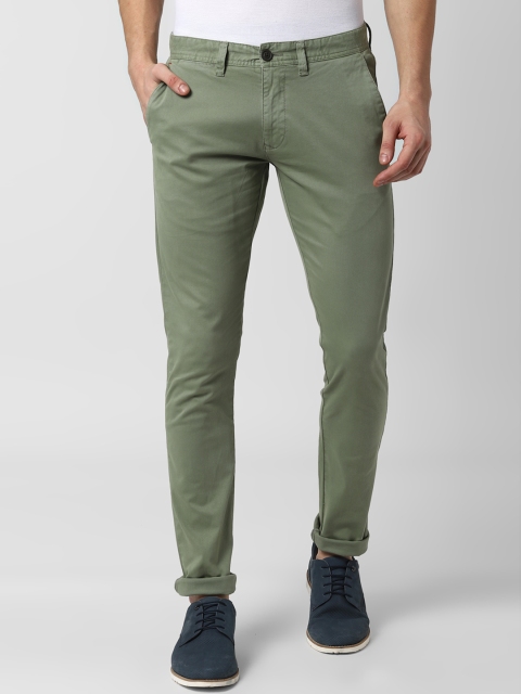 

Peter England Casuals Men Green Skinny Fit Solid Regular Trousers