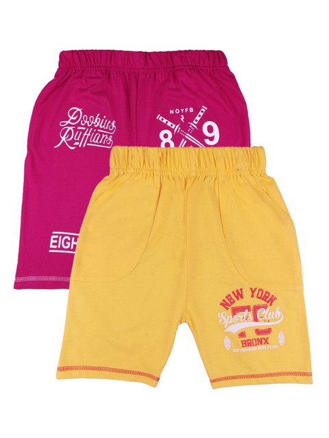 

SWEET ANGEL Boys Pack of 2 Pink Printed Regular Fit Regular Shorts