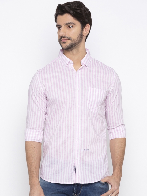 

SPYKAR Men Pink & White Slim Fit Striped Casual Shirt