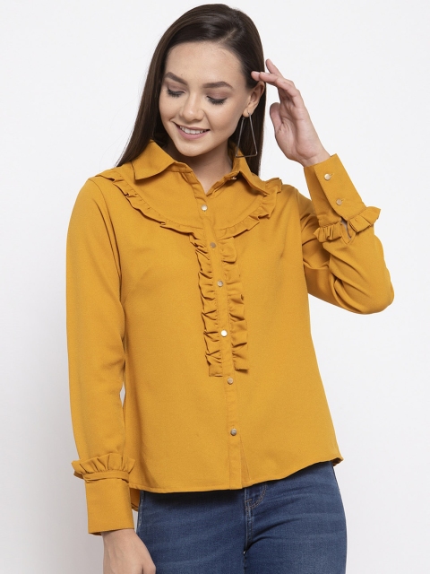 

armure Women Mustard Yellow Regular Fit Solid Casual Shirt