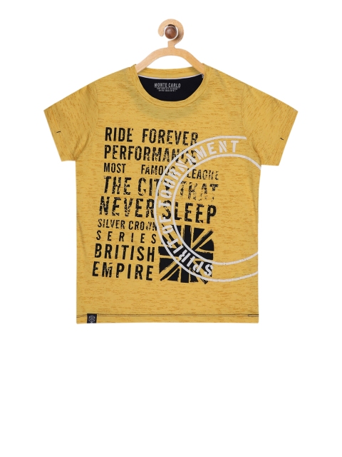 

Monte Carlo Boys Yellow Printed Round Neck T-shirt