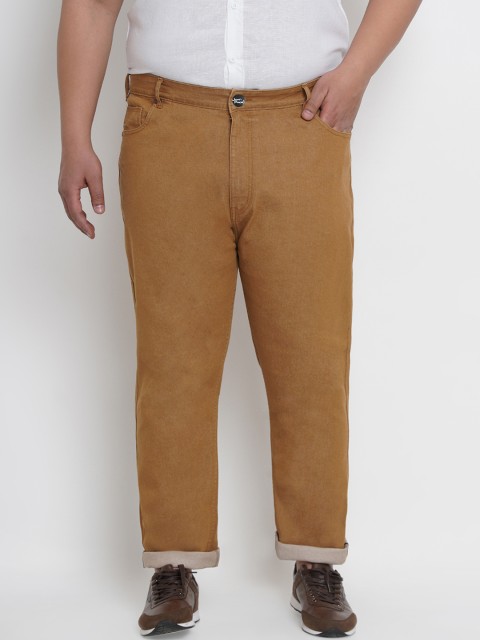 

John Pride Plus Size Men Khaki Regular Fit Mid-Rise Clean Look Stretchable Jeans