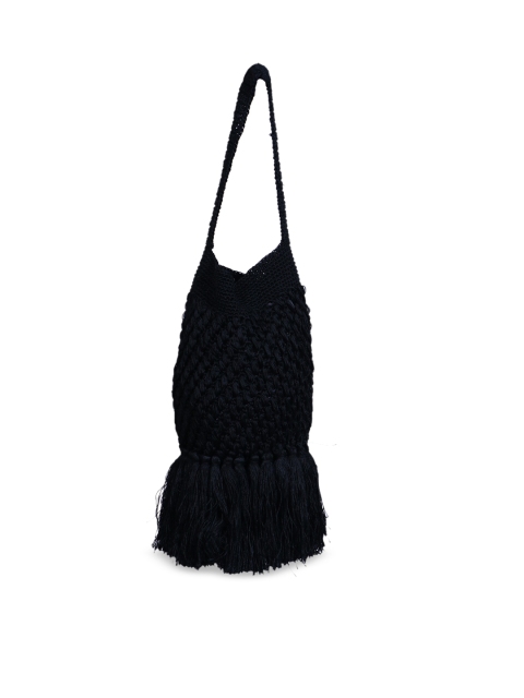 

Diwaah Black Self Design Tote Bag
