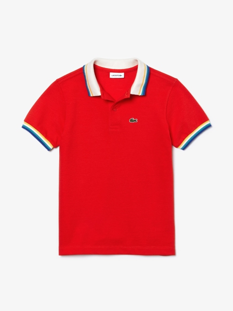 

Lacoste Boys Red Solid Polo