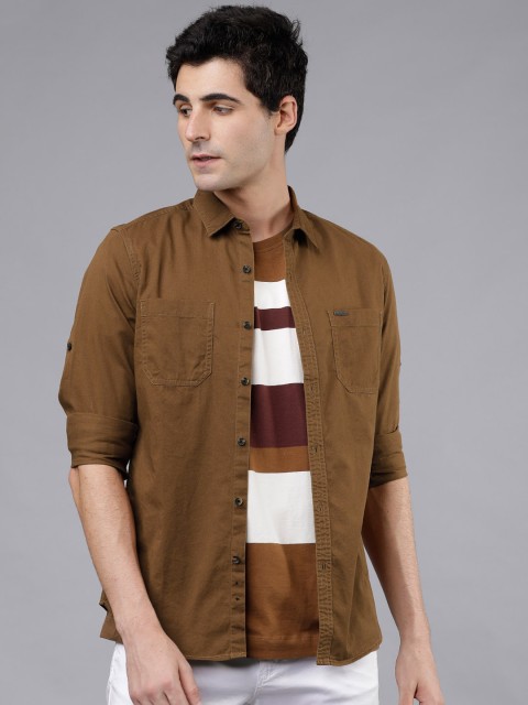 

Ecko Unltd Men Brown Slim Fit Solid Casual Shirt