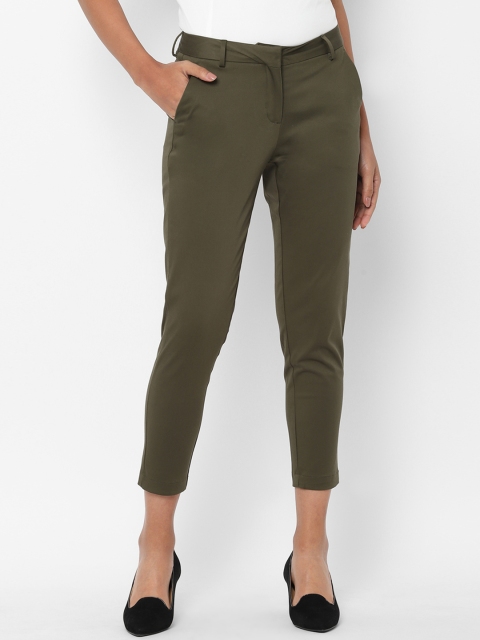 

Allen Solly Woman Women Olive Green Regular Fit Solid Peg Trousers