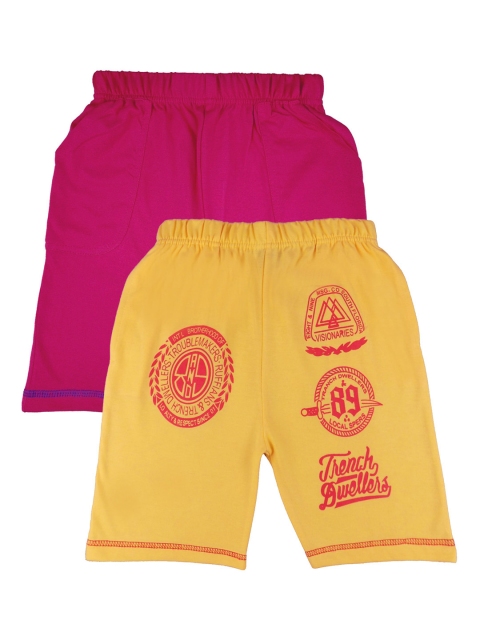 

SWEET ANGEL Boys Pack of 2 Pink Printed Regular Fit Regular Shorts