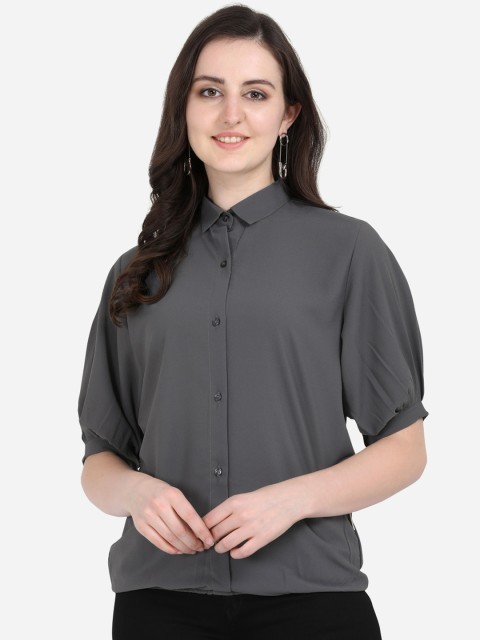 

Yuvraah Women Grey Regular Fit Solid Casual Shirt
