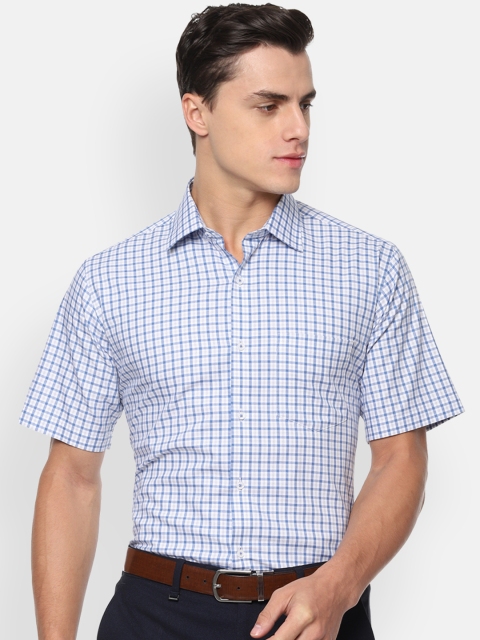 

Van Heusen Men Blue & White Regular Fit Checked Formal Shirt