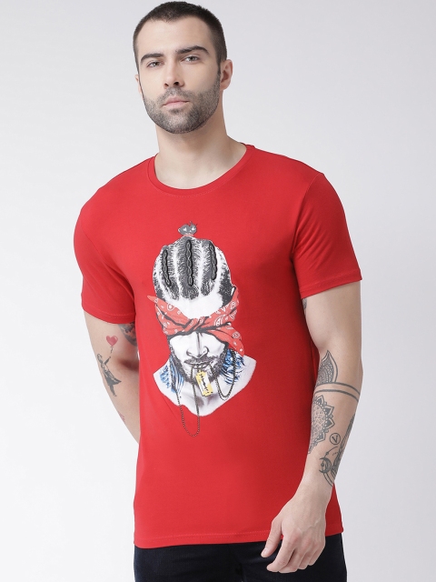 

Rex Straut Jeans Men Red & White Printed Round Neck T-shirt