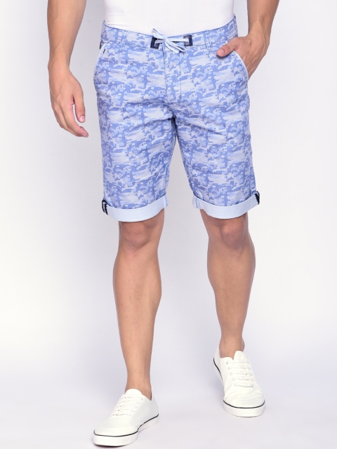 

beevee Men Blue Camouflage Printed Regular Shorts