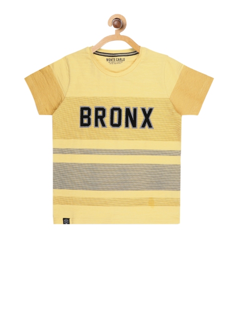 

Monte Carlo Boys Yellow & Grey Printed Round Neck T-shirt
