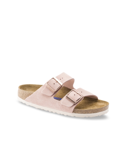 

Birkenstock Unisex Pink Arizona Suede Leather Open Toe Narrow Width Flats