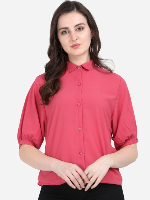 

Yuvraah Women Pink Regular Fit Solid Casual Shirt