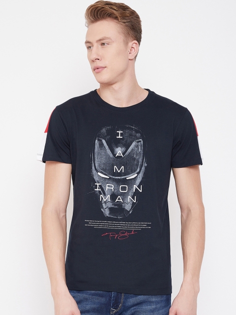 

Octave Men Navy Blue Iron Man Printed Round Neck T-shirt