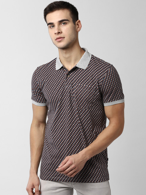 

Peter England Casuals Men Brown & White Printed Polo Collar T-shirt
