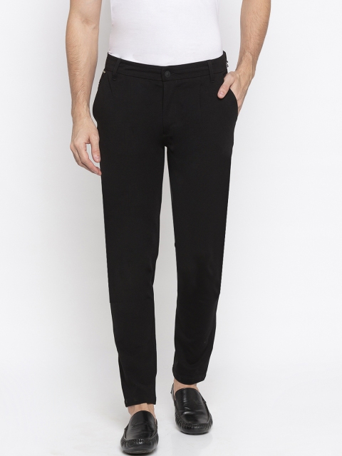 

SPYKAR Men Black Tapered Fit Solid Regular Trousers