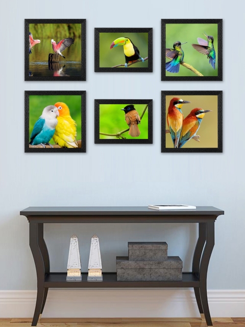 

SWADESI STUFF Set Of 6 Black Textured Individual Wall Photo Frames