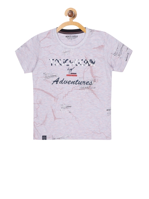 

Monte Carlo Boys Grey & Lavender Printed Round Neck T-shirt