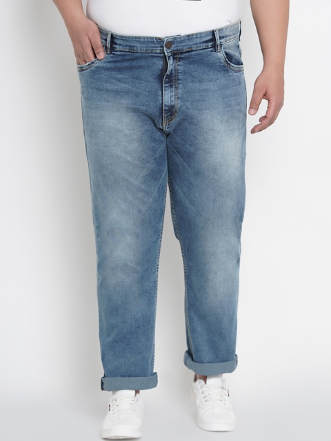 

John Pride Plus Size Men Blue Regular Fit Mid-Rise Clean Look Stretchable Jeans