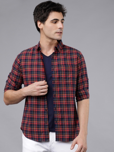 

Ecko Unltd Men Navy Blue & Red Slim Fit Checked Casual Shirt