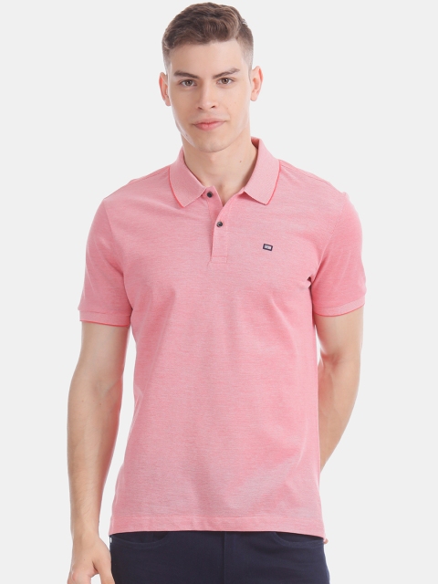 

Arrow Sport Men Pink Self Design Polo Collar T-shirt
