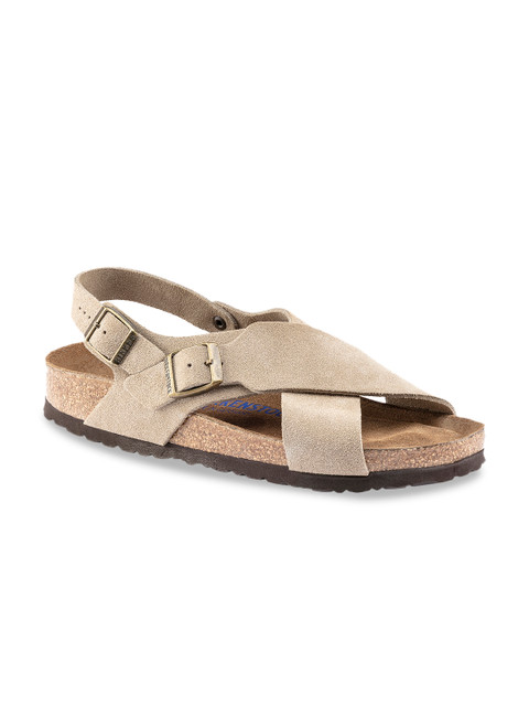 

Birkenstock Women Beige Solid Tulum Suede Leather Open Toe Narrow Width Flats