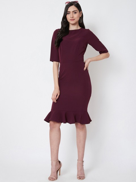 

Nun Women Maroon Solid Sheath Dress