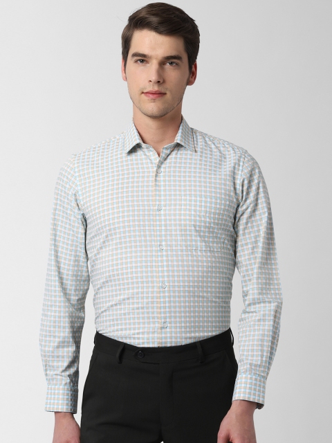 

Peter England Men Blue Regular Fit Checked Formal Shirt
