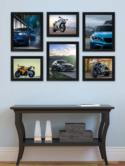 

SWADESI STUFF Set Of 6 Black Textured Individual Wall Photo Frames