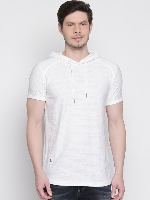 

Mufti Men White Solid Hood T-shirt