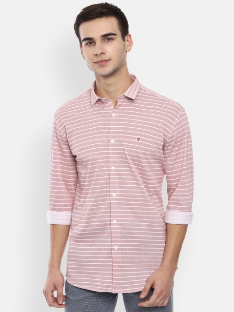 

Van Heusen Sport Men Pink & White Slim Fit Striped Casual Shirt
