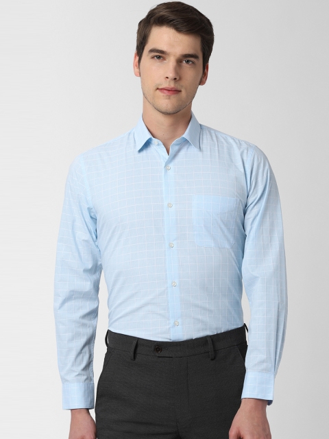 

Peter England Men Blue New Regular Fit Checked Formal Shirt