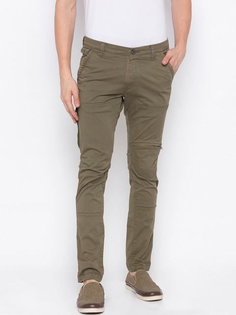 

SPYKAR Men Green Slim Fit Solid Regular Trousers