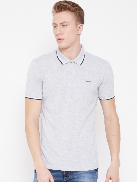 

Octave Men Grey Melange Solid Polo Collar T-shirt