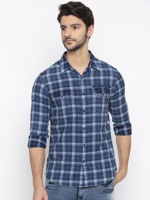 

SPYKAR Men Blue Slim Fit Checked Casual Shirt