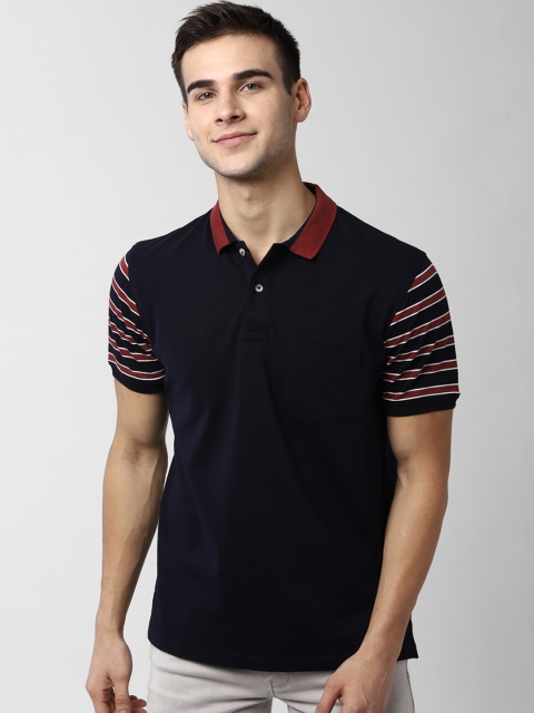 

Peter England Casuals Men Navy Blue Solid Polo Collar T-shirt