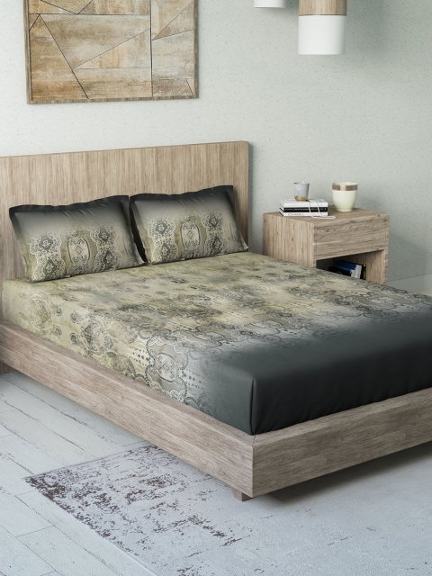 

DDecor Grey & Beige Ethnic Motifs 150 TC Cotton 1 King Bedsheet with 2 Pillow Covers