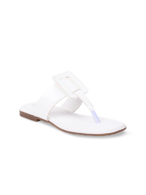 

GNIST Women White Solid T-Strap Flats