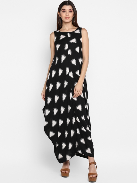 

MIAMINX Women Black & White Printed Maxi Dress