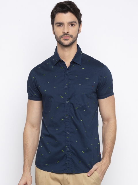 

SPYKAR Men Navy Blue Slim Fit Printed Casual Shirt