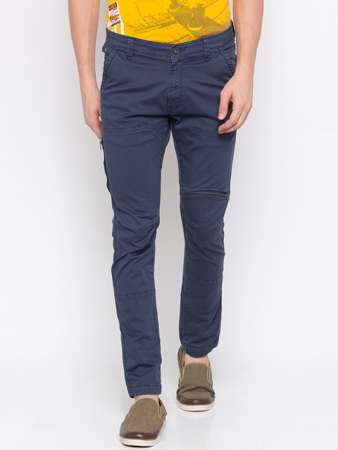 

SPYKAR Men Blue Slim Fit Solid Regular Trousers